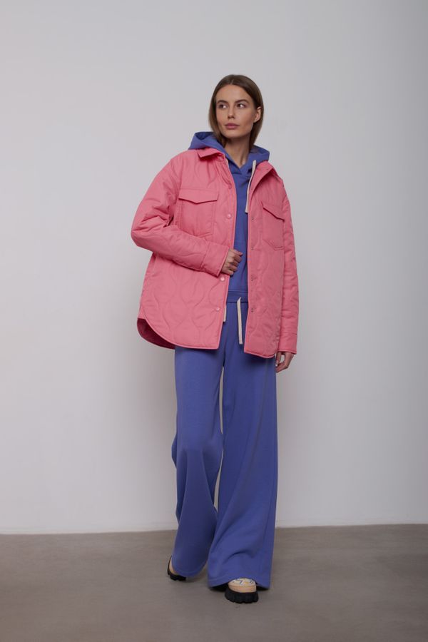 Куртка-рубашка стёганая AW015 розовато-лиловая - фото 4