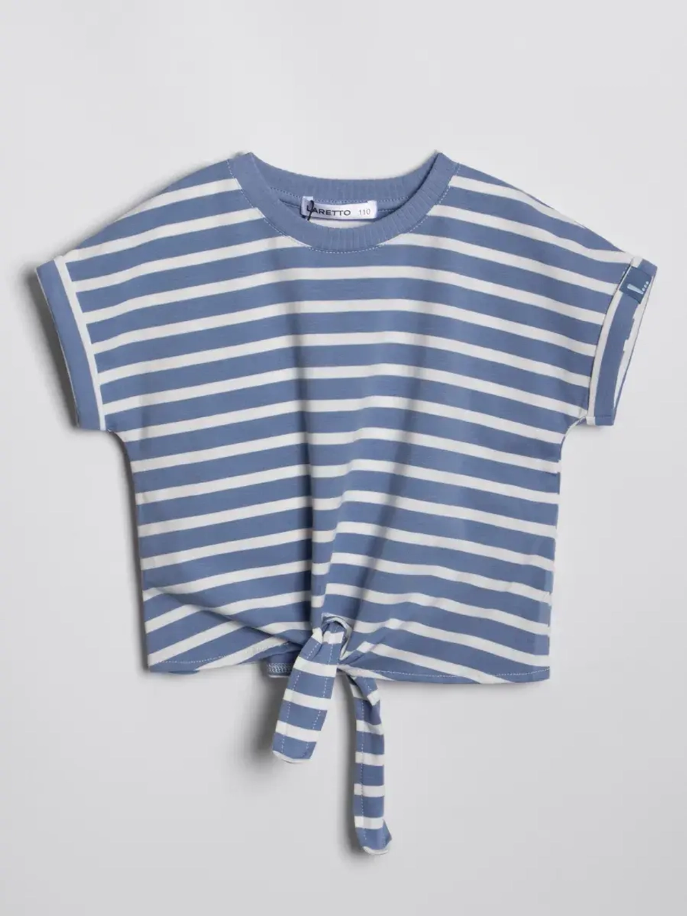 Голубой костюм для девочки на лето в полоску