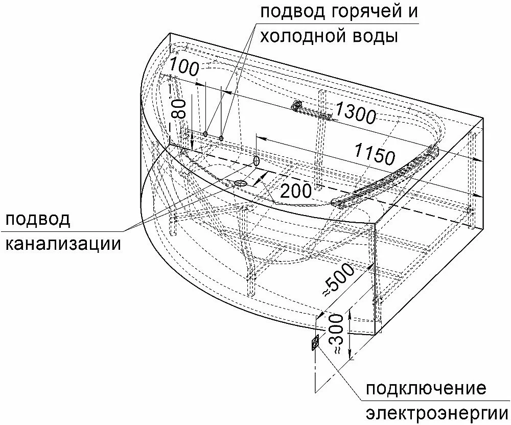 Ванна акриловая Радомир Альбена 168х120 комплект золото