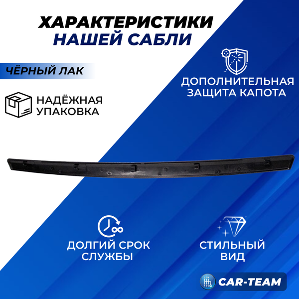 Накладка (сабля) на капот Лада Приора из АБС-пластика, черный лак