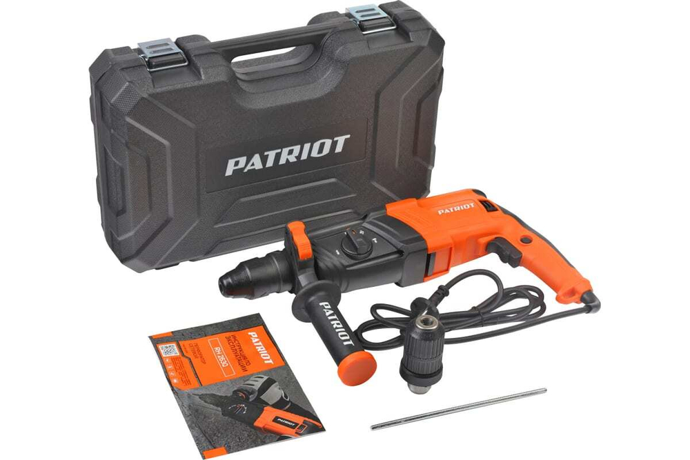 Перфоратор PATRIOT RH 263Q SDS+, мощность 880 Вт, 2.9 Дж, 3 режима работы, быстросменный патрон QCC, макс.диаметр 26 мм, глубиномер, кейс 140301314