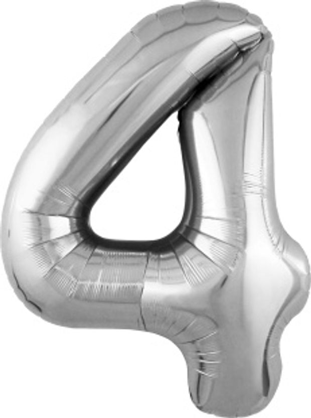 Agura Шар 40" / 102 см "Цифра 4" Серебро Slim (БГ-60)