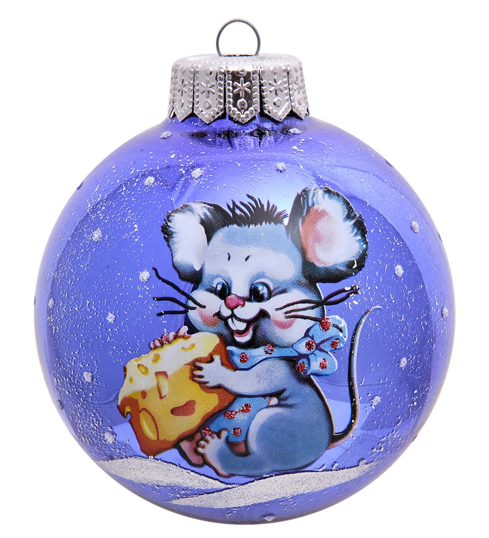 НФШ-1326/2 Ел. украшение Шар «Мышонок с сыром» 100 мм