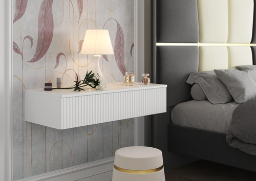 СКАНДИ Тумба консольная ТМ-001 (МДФ) Корпус - Белый (Гладкий)  Фасад МДФ - глянцевая Белый