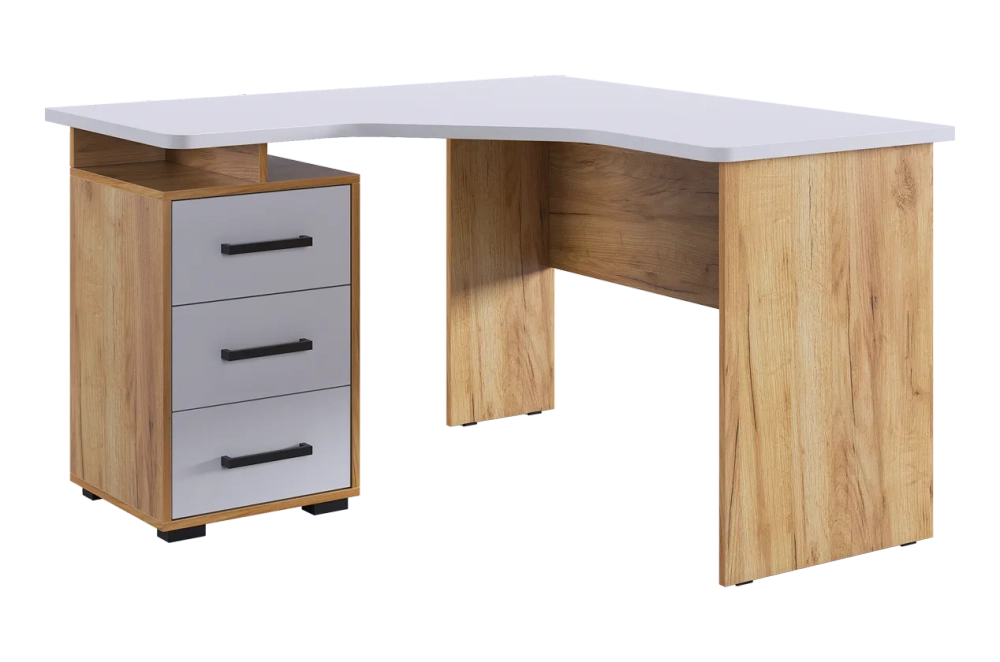 Лайт-2 Стол компьютерный 1200 угловой (дуб сонома/белый), (графит/дуб крафт золотой), (дуб крафт золотой/белый), (кашемир/дуб крафт золотой)