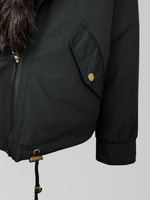 Куртка-парка Classic 8837 однотонная на молнии с воротником из меха