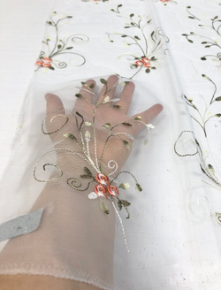 Тюль сетка с вышивкой розами арт. Розуэлл DM 8502 col. 04 из коллекции Laime