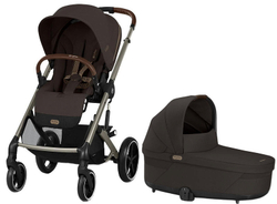 Коляска Cybex Balios S Lux TPE complete Aton S2 Ocean Blue 3 в 1 Chocolate Brown с дождевиками