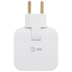 Разветвитель электрический ЭРА SPF-2-FL-USBC поворотный на 2 розетки + 2USB A+C 10А белый