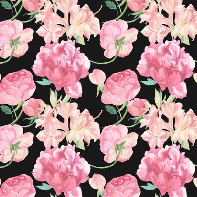 Бесшовный принт c акварельными розовыми цветами