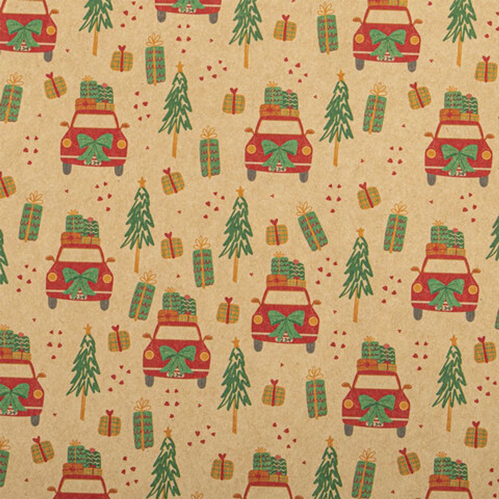 Бумага упаковочная новогодняя "Christmas Kraft", 70х100 см, 10 дизайнов ассорти, ЗОЛОТАЯ СКАЗКА, 592053, 1шт