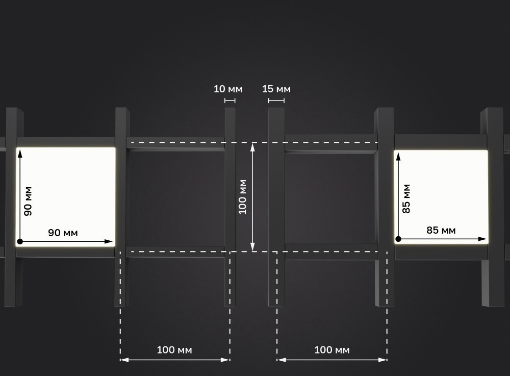 Светильник LED FTP Грильято Домино х6 100х100 (85х85) 41Вт 3000К IP20 3960лм DIOLUM