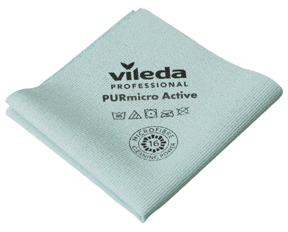 Салфетка ПУРмикро Актив Vileda, 38х35 см, зеленая, 5 штук в упаковке