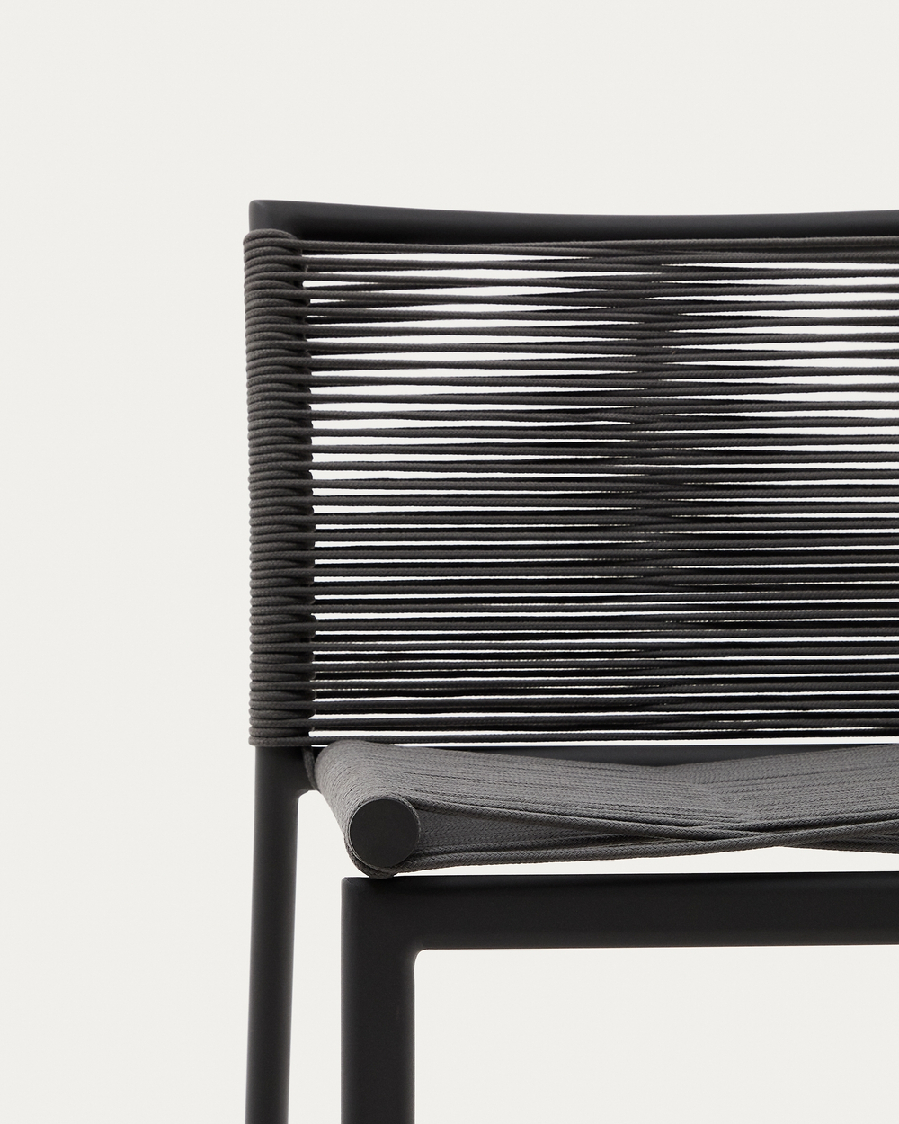 Садовый полубарный стул Culip из веревки и серого алюминия, 65 см