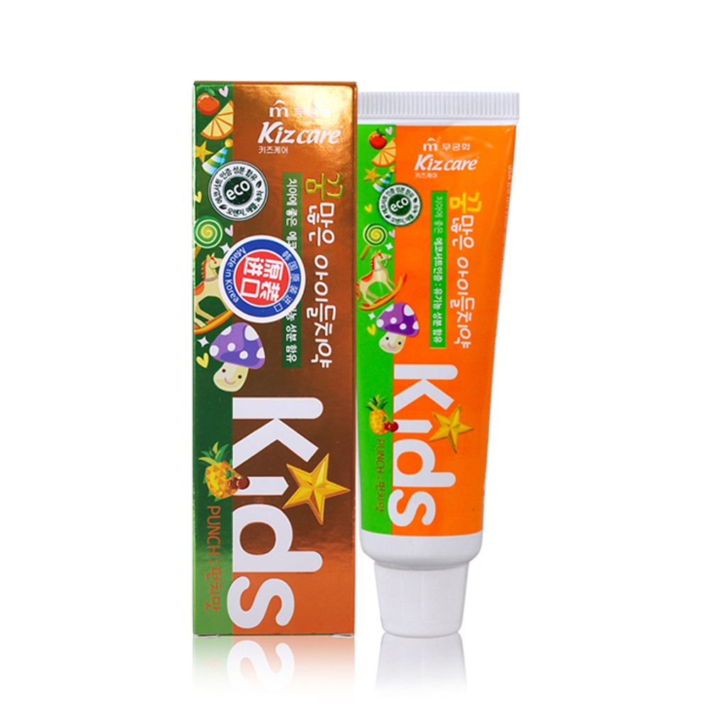 Детская гелевая зубная паста с ярким тропическим вкусом с 2л Kizcare Kids 75гр