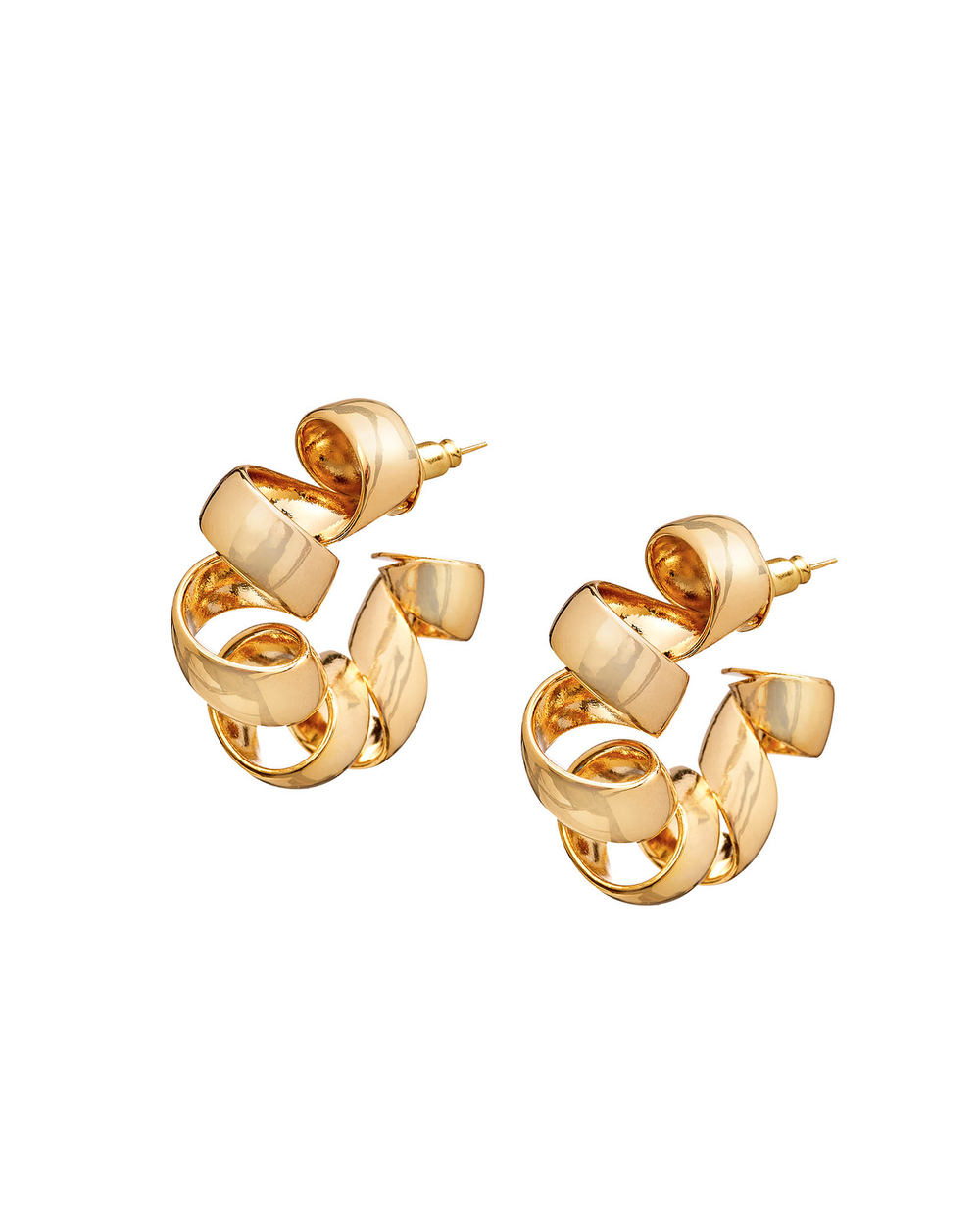 Серьги большая золотая спираль