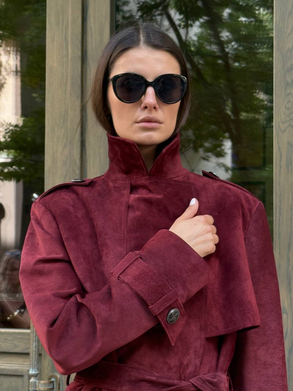 Тренч замшевый Бордовый