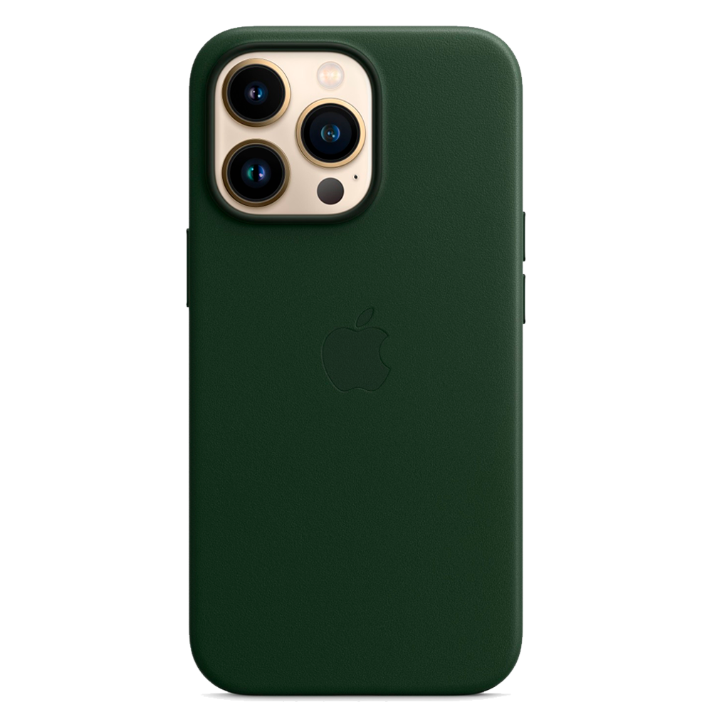 Кожаный чехол с поддержкой MagSafe Apple Leather Case для iPhone 13 Pro, Sequoia Green (Зеленая секвойя)