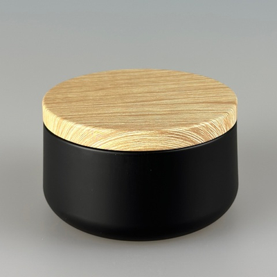 Набор из 10 черных металлических подсвечников 190 мл с крышкой "под дерево"