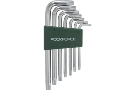 Набор ключей TORX RF-5071T: Г-образных ударопрочных T10H-40H- с отверстием 7пр. на пласт. держат ROCKFORCE