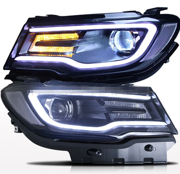 Передние фары Джип Компас 2017-2019 V3 type [комплект Л+П, ходовые огни; электрокорректор]