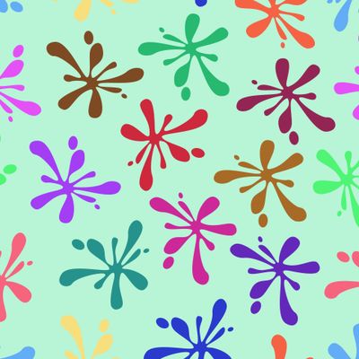 цветные кляксы на мятном фоне