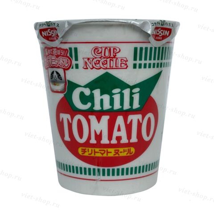 Японская лапша Nissin Cup Noodle Chili Tomato (томат), 76 гр.