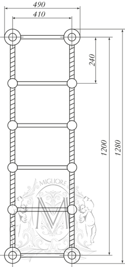 Полотенцесушитель электрический Migliore Edera ML.EDR-EL.110 120x49см. схема