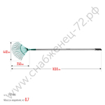 GRINDA PR-40 ALU, 440 х 250 х 1630 мм, 22 плоских зубца, алюминиевый черенок, веерные грабли, PROLine (39586)