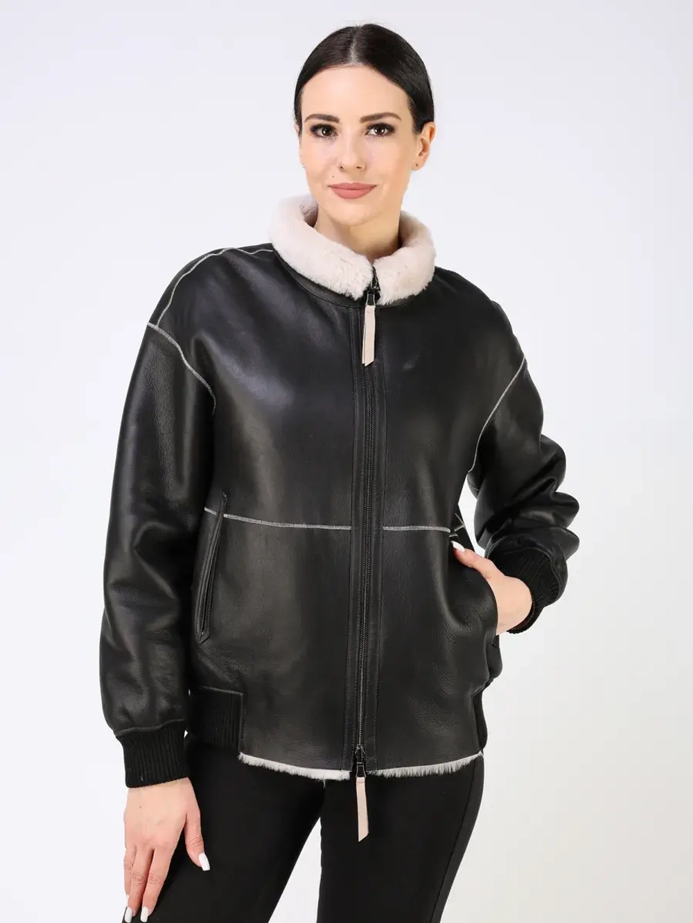 Дубленка зимняя натуральная шуба двусторонняя