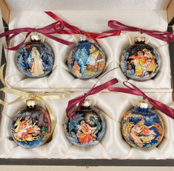 Набор шаров новогодних "Сказки" с росписью Палех  №9