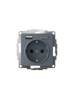 Розетка AtlasDesign 16А с 2-мя заряд. устройствами USB тип A+C 5В/2.4А 2х5В/1.2А механизм грифель SE ATN000732