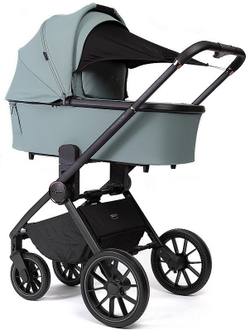 Детская коляска Peppy Monaco 3 в 1 с автокреслом Verona Black Mint (мятный), рама черная