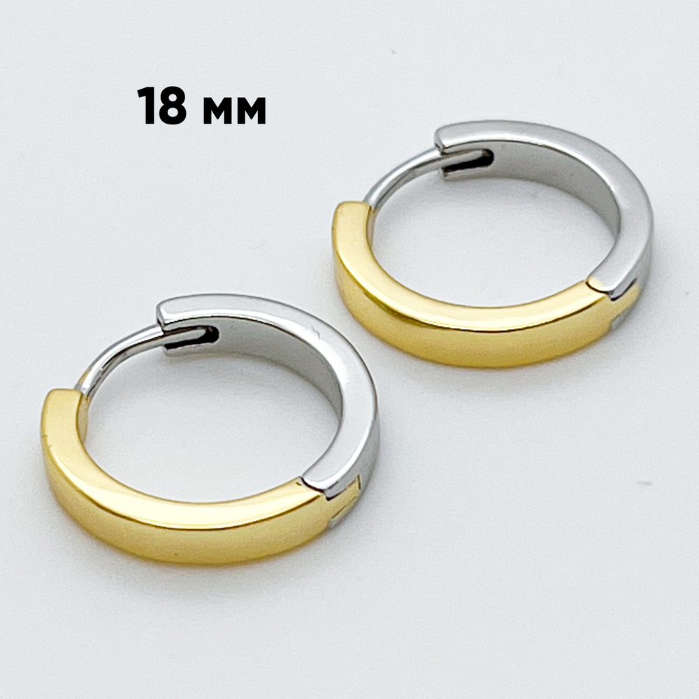 Ювелирные швензы Конго с родиевым покрытием и позолотой, размер 18*3 мм, цена за пару