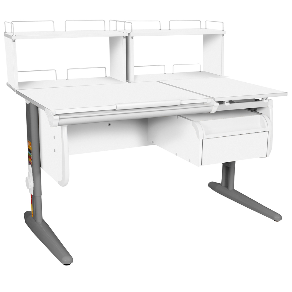 Растущая парта СУТ 25 с задними полками СУТ.15.240 и навесной тумбой (1200×880 мм)