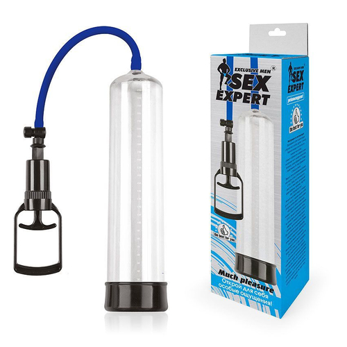 Вакуумная помпа Sex Expert со шкалой, прозрачная, 28 см