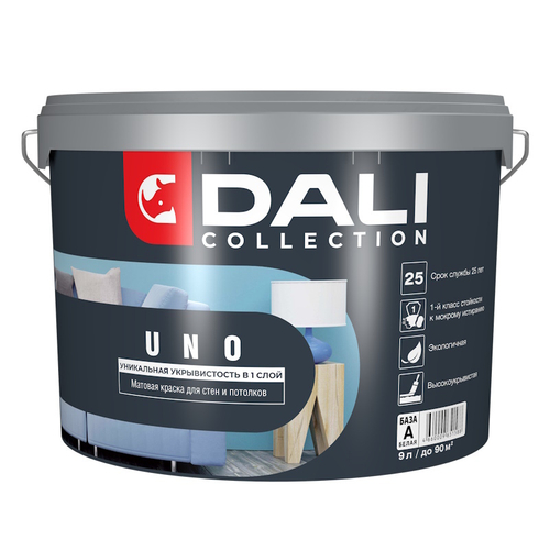 В/д DALI COLLECTION д/стен и потолков UNO укрывистая  База А  белая 9л  (Рогнеда)