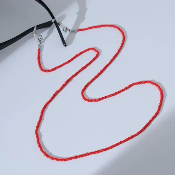Цепочка для очков &quot;Бисер&quot; лёгкость, цвет красный, 70 см