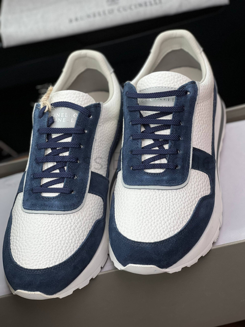 Мужские кроссовки Brunello Cucinelli Panelled бело-синие
