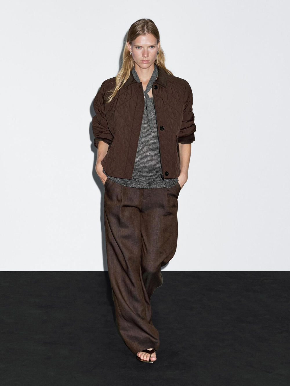 Massimo Dutti Короткая легкая куртка с вельветовой деталью, бордо