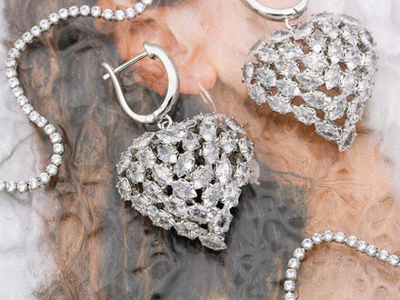 Серьги "Сердце" со стразами