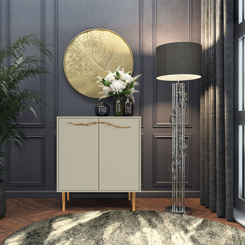 Комод Арт Колор matte Стайл Голд с 2 полками Серый шелк матовый