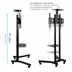Кронштейн Arm media PT-STAND-9 black (LED / LCD телевизоров 32"-65", max 45 кг, наполная, высота 1630 мм, наклон ±15°, max VESA 600x400 мм)