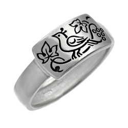 АРГО кольцо православное "Райская птица" из серебра 925 пробы с молитвой "Спаси и сохрани"