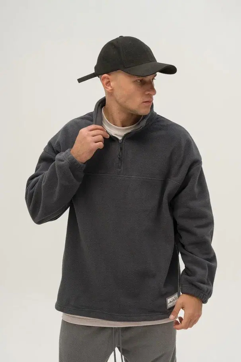Толстовка КУЛЬТУРА "HALF ZIP FLEECE", темно-серый