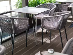 "Руссо" обеденный стол из HPL квадратный 90х90см, цвет светло-серый