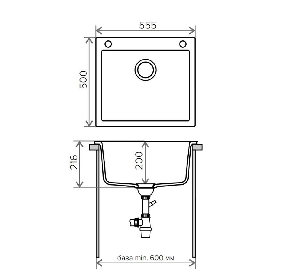 Кухонная мойка Tolero R-111 555x500мм Серый №701