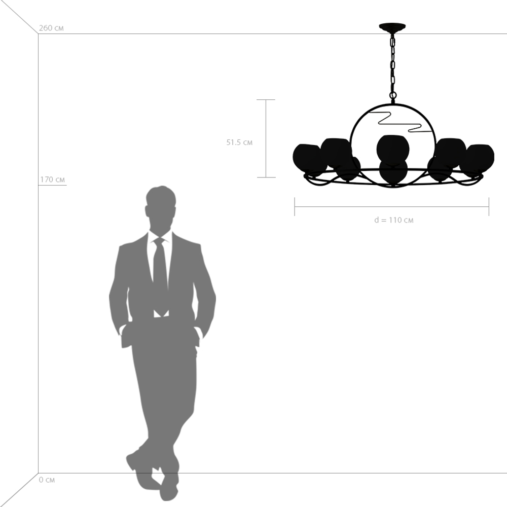 762117 Люстра ENNA 11х40W E14 ЧЕРНЫЙ/ЗОЛОТО