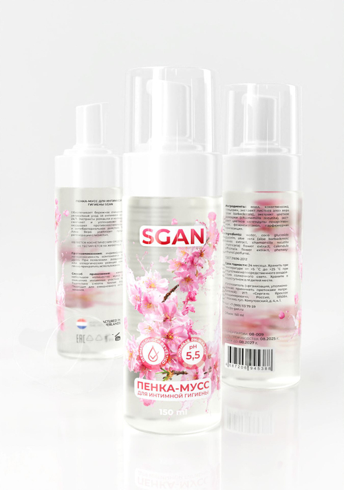 Пенка-мусс для интимной гигиены SGAN с пребиотиками, 150 мл