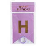 Гирлянда Флажки, Happy Birthday, Светло-сиреневый/Золото, Металлик, 500 см, 16*12 см